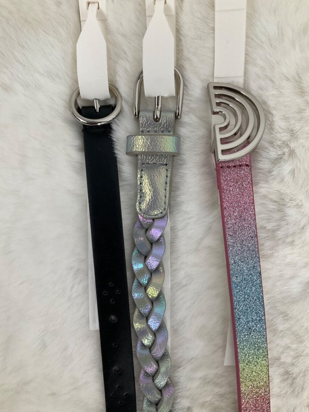 Cat & Jack size Medium 3-piece Adjustable belt set, girl's Glitter, Braided  NEW - Picture 4 of 6